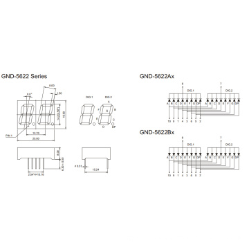 0.56inch 2 Digit 7 Segment Display (GNS-5622Ax-Bx)